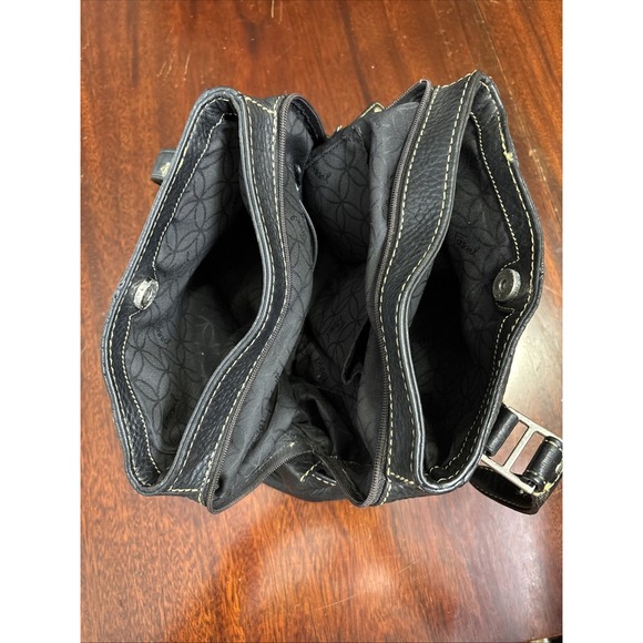 Fossil Blackburn Pebbled Leather Satchel Shoulder Bag Black Two Handle Purse - Picture 7 of 12